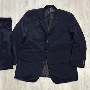 Mens 46L 40/34 Moda Italia Super 100’s Classic Wool Navy Blue Suit